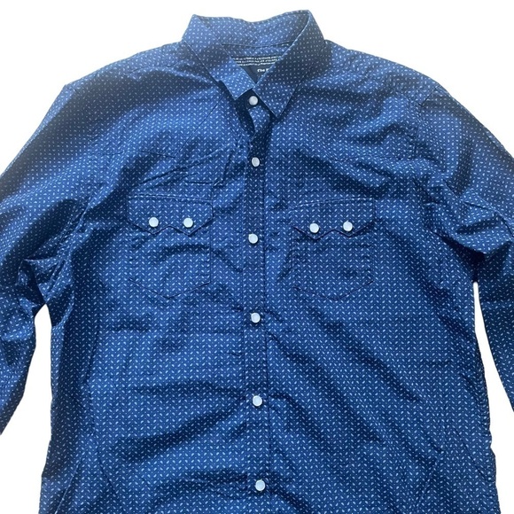 The Kooples Navy Bandanna Paisley Print Pearl Snap Western Fitted Shirt Large - Picture 2 of 12